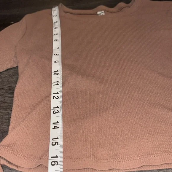 Free People Intimately Baby Tee Cropped Ribbed Long Sleeve Size XS Light Brown - Picture 5 of 8